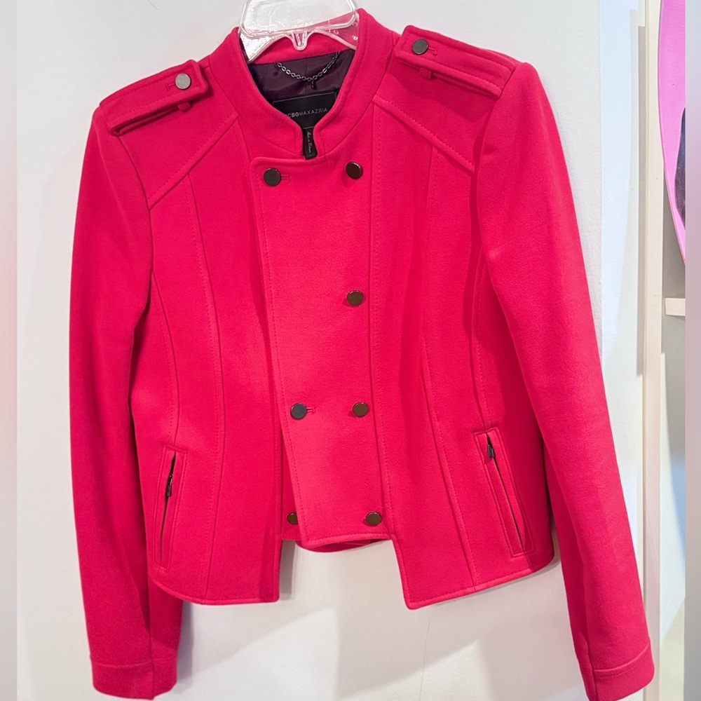 BCBGMaxAzria tulip red Double-Breasted heavy felt Blazer